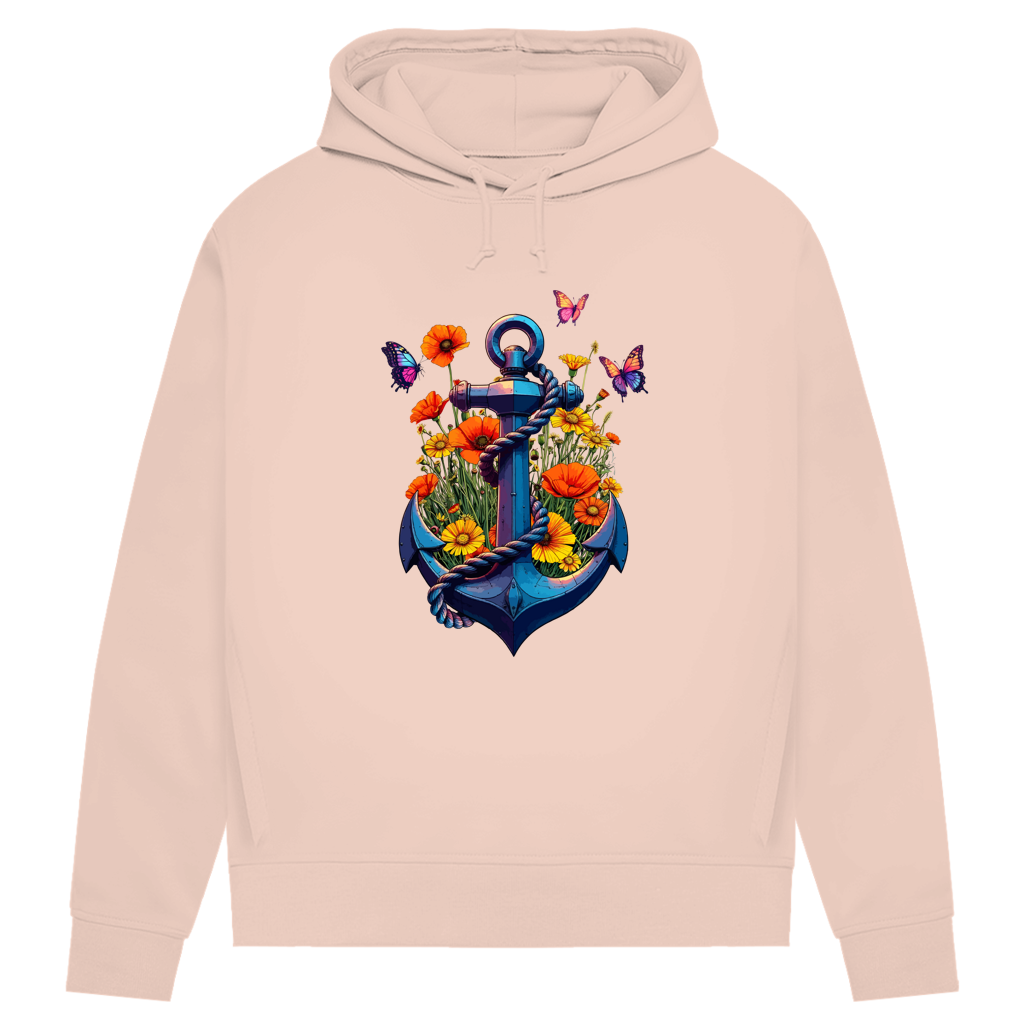 Damen Premium Bio Hoodie FLOWER POWER ANCHOR