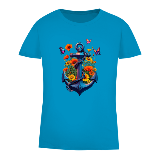 Damen Premium Bio T-Shirt FLOWER POWER ANCHOR