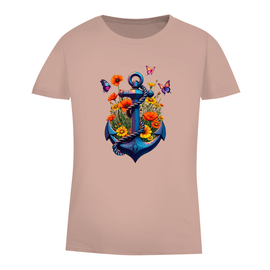 Damen Premium Bio T-Shirt FLOWER POWER ANCHOR