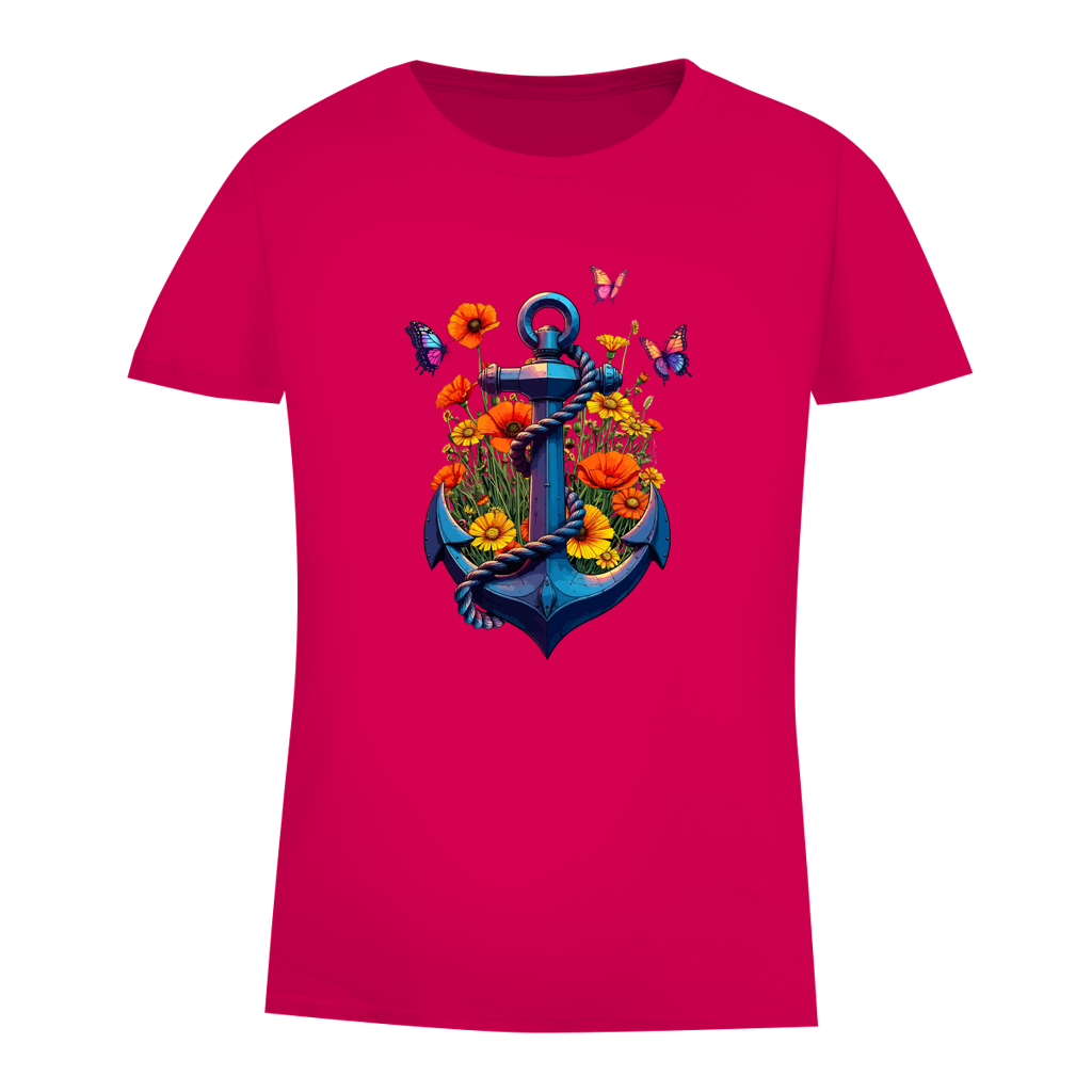 Damen Premium Bio T-Shirt FLOWER POWER ANCHOR
