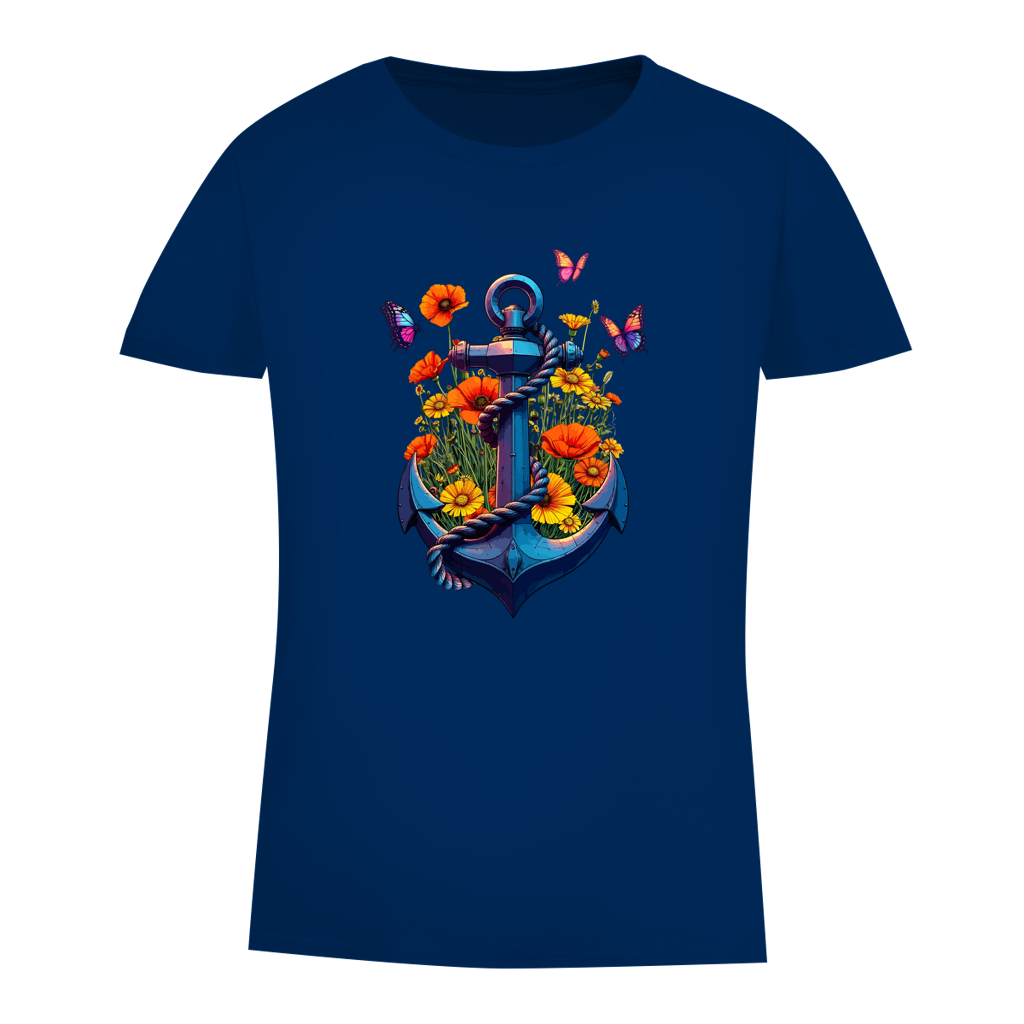 Damen Premium Bio T-Shirt FLOWER POWER ANCHOR