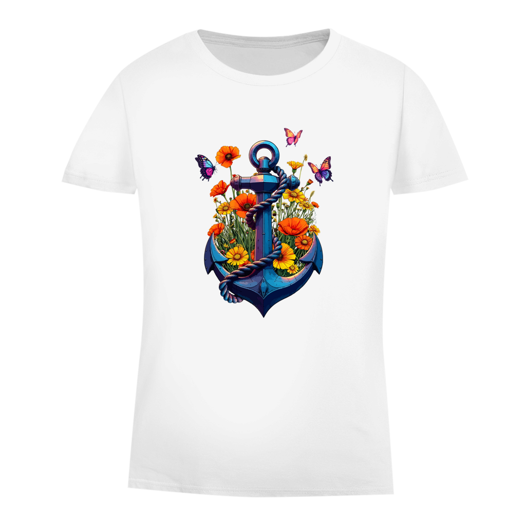 Damen Premium Bio T-Shirt FLOWER POWER ANCHOR