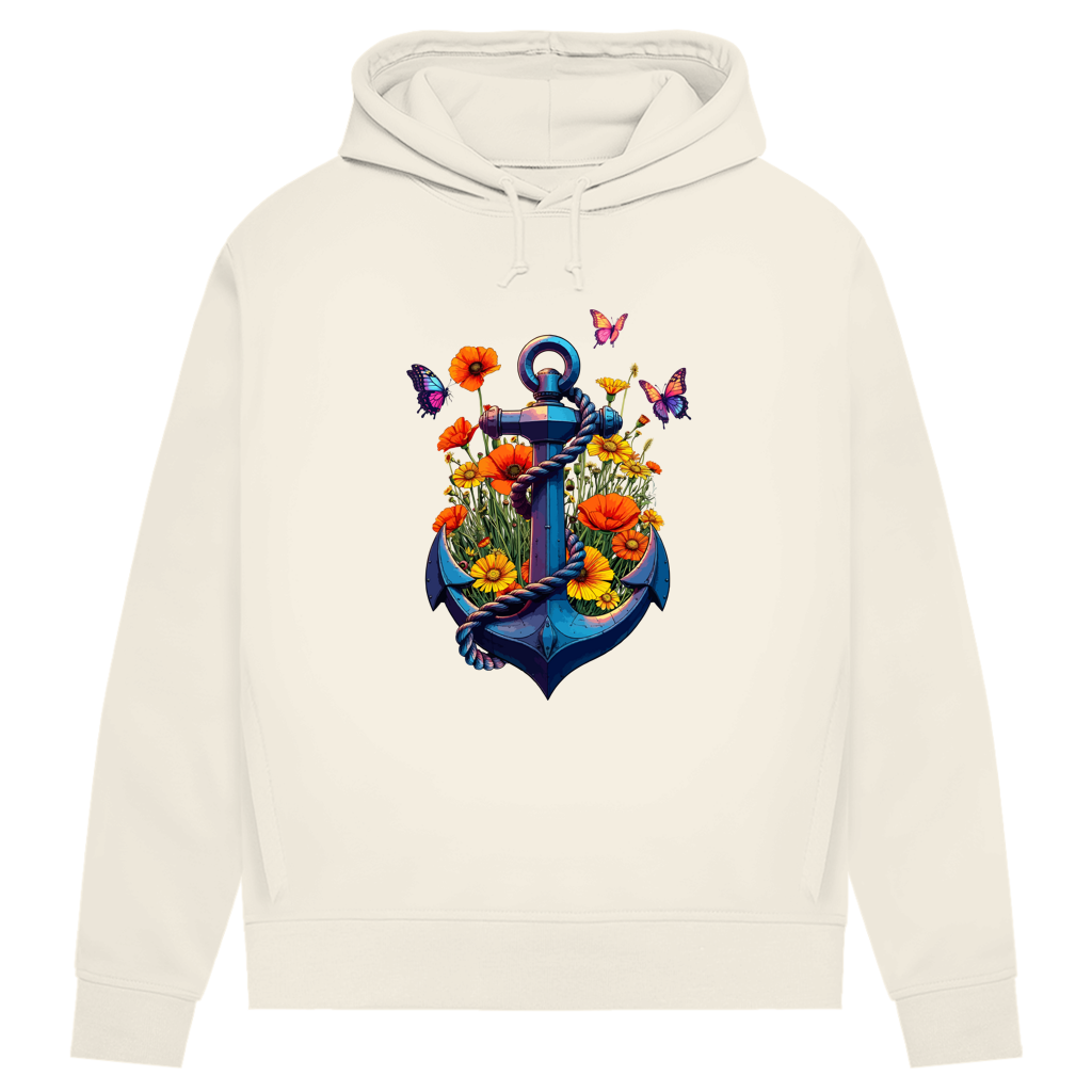 Damen Premium Bio Hoodie FLOWER POWER ANCHOR