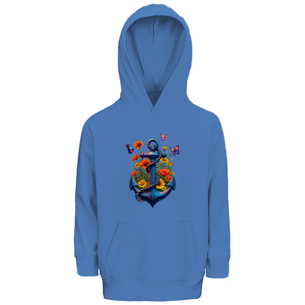 Kinder Premium Bio Hoodie FLOWER POWER ANCHOR