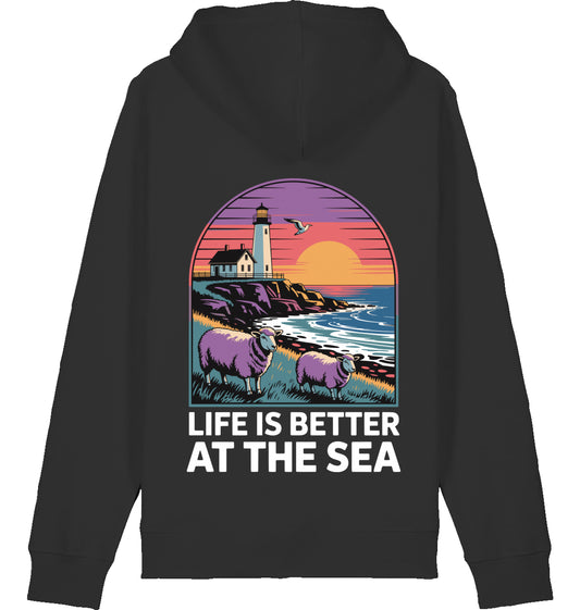 LIFE IS BETTER AT THE SEA HOODIE MIT BACKPRINT