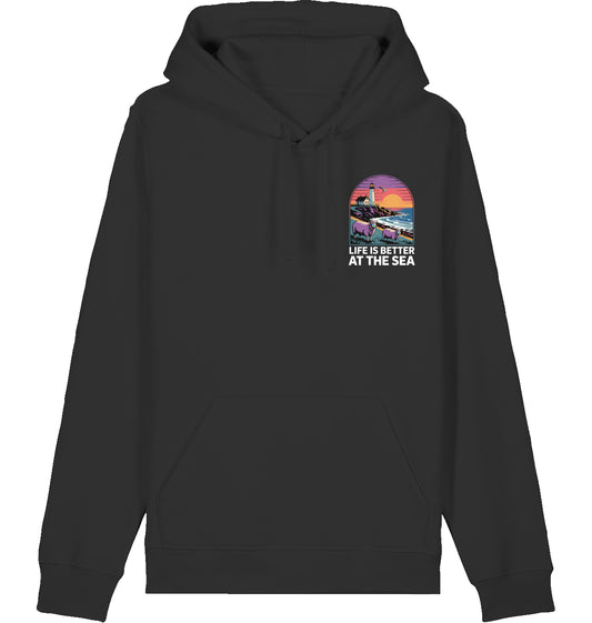 LIFE IS BETTER AT THE SEA HOODIE MIT BACKPRINT